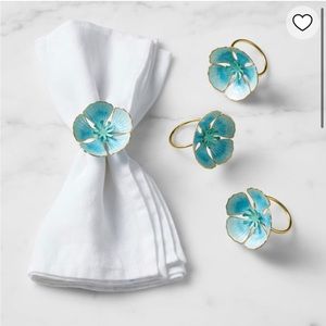 ❌SOLD❌ Williams Sonoma Cloisonné Spring Blossom Napkin Rings, Set of 4